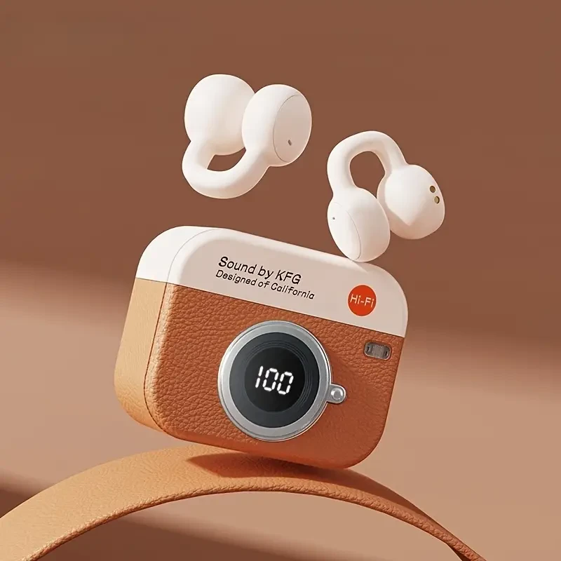 2025 New Style True Wireless Cartoon Camera with Music clip-on Headphones Couples Sports Mini Earbuds Video TWS 9D Hifi Stereo HD Calling Stereo