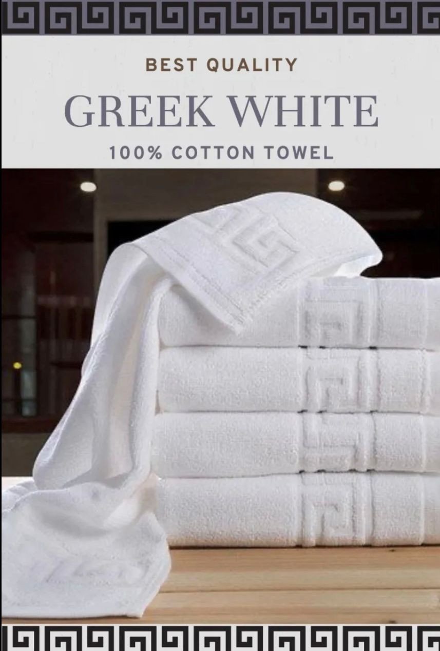 Premium Greek Towels (ST18): 100% Organic Cotton, Exceptional Absorption,Unmatched Softness, Greek Design. Large Size: 27x54 inches. Set of 2 Bath Towels.