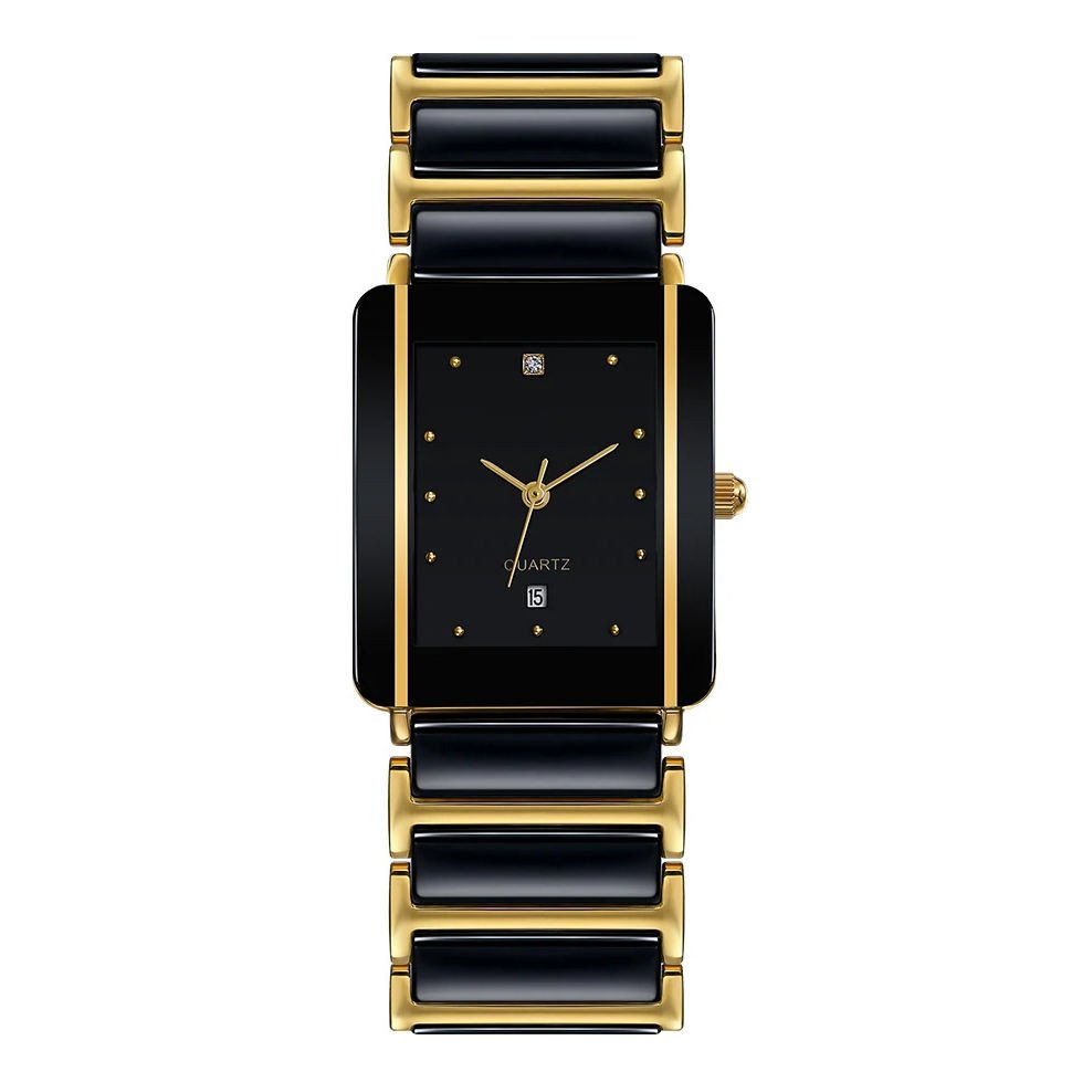 Custom LOGO Ultra-Thin Couple Watches Rectangular Ceramic Strap Stainless Steel Quartz Watch Luxurious Rectangular Fashionable