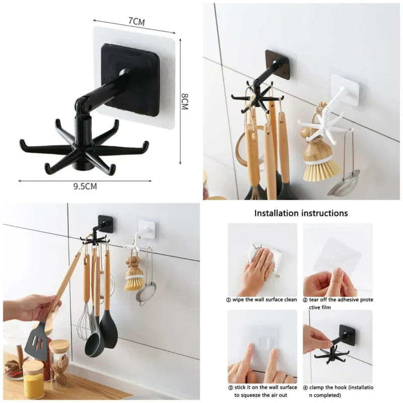 360 degree rotating self adhesive wall spoon holder