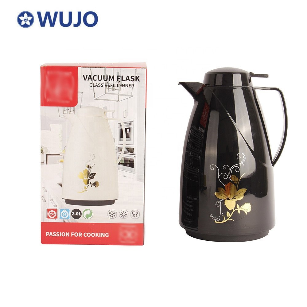 Hot Sell Free Sample 2L Black Coffee Pot Thermos Insulated Vacuum Water Filter Jug with Glass Liner