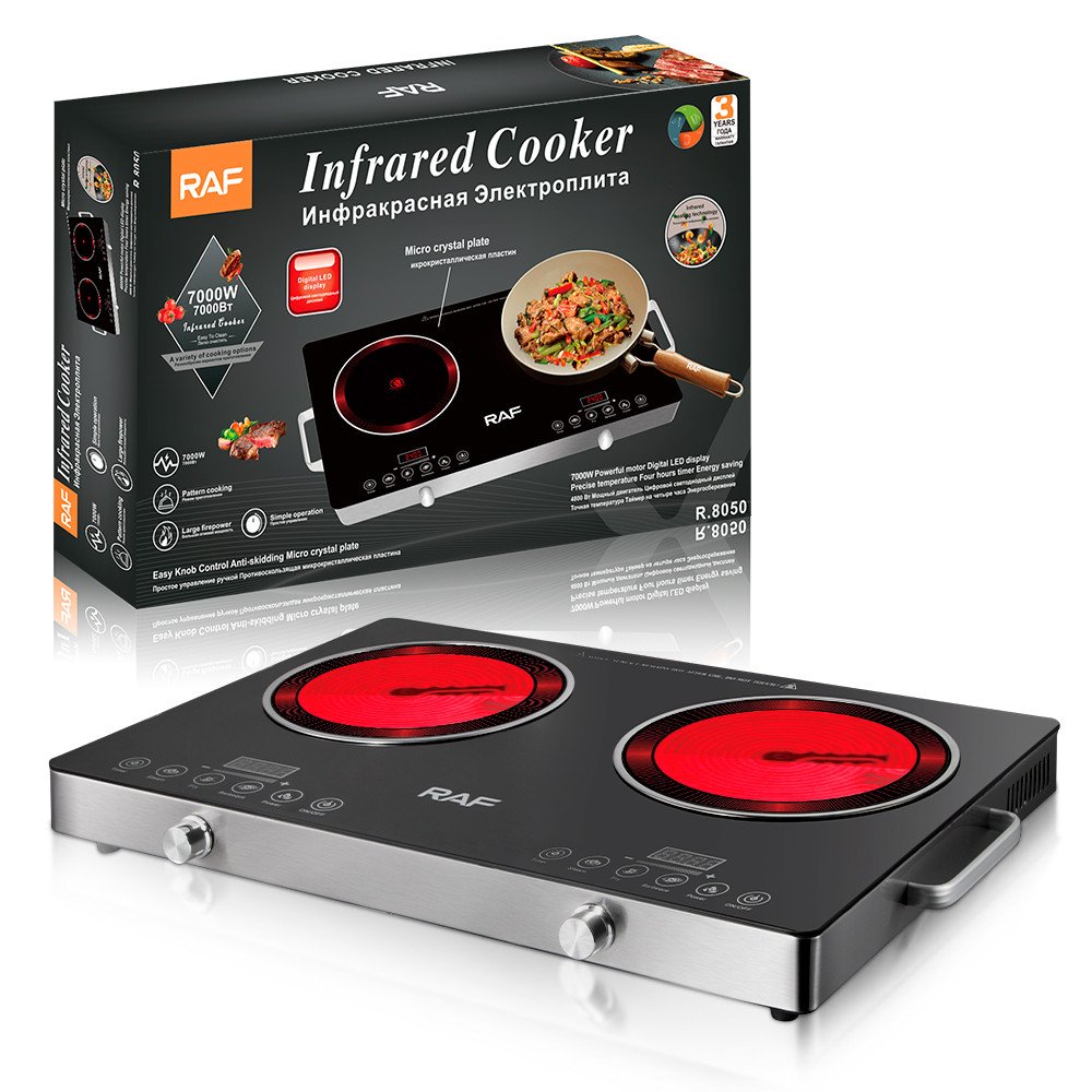 RAF Quality 7000W 2 Burner Cooktops Double Induction Cookers Electric Stove Radiant Infrared Cooker