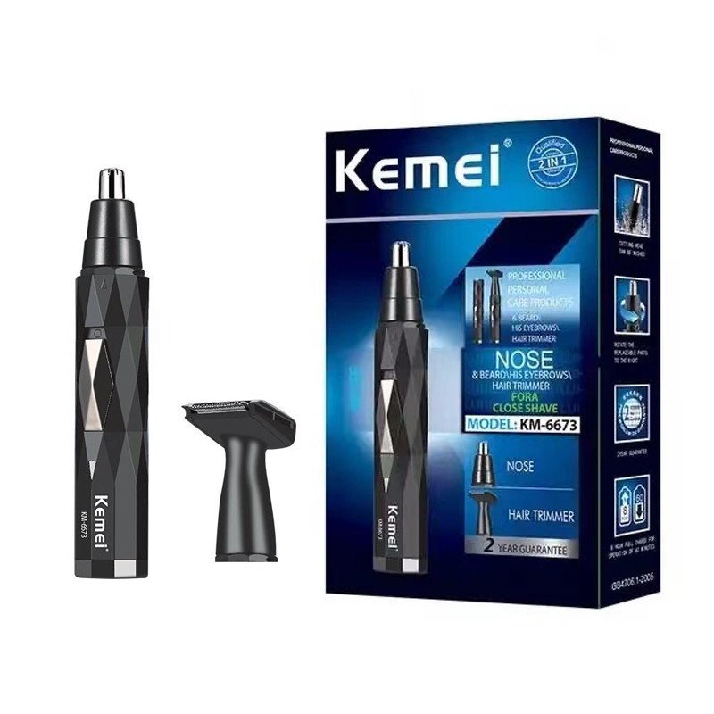 Original Kemei KM-6673 Electric Men's Nose Hair Trimmer Rechargeable Shaving Nose Hair Trimmer Cleaning Mini Shaving