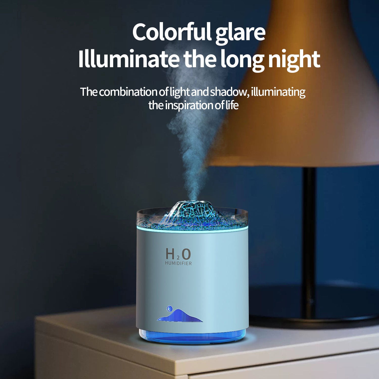 7 Color Bedroom Simulate Aromatherapy Machine Volcanic Flame Aroma Volcano Humidifier Diffuser With Night Light