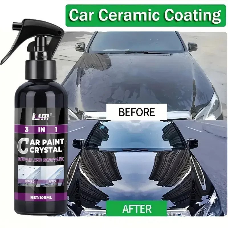 3-in-1 car paint crystal coating agent - oil-resistant polishing formula, repairs and maintains body paint, suitable for all car