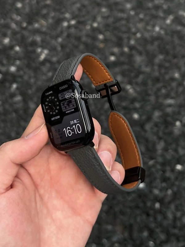 SosaBand Full leather lychee pattern magnetic buckle suitable for Apple watch strap iS10Apple9Watch2ultra