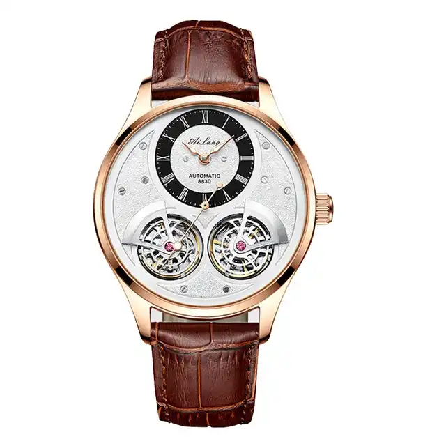 Best Automatic Mechanical Watches Makers Tourbillon Skeleton Leather Casual Business Retro Wristwatch Relojes Hombr