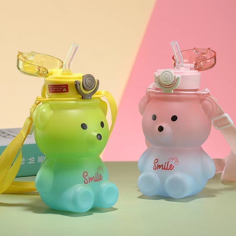 Wholesale Gradient Bear 1000ml Kawaii Cute Kids Portable Outdoor Sports Children's School Water Bottle