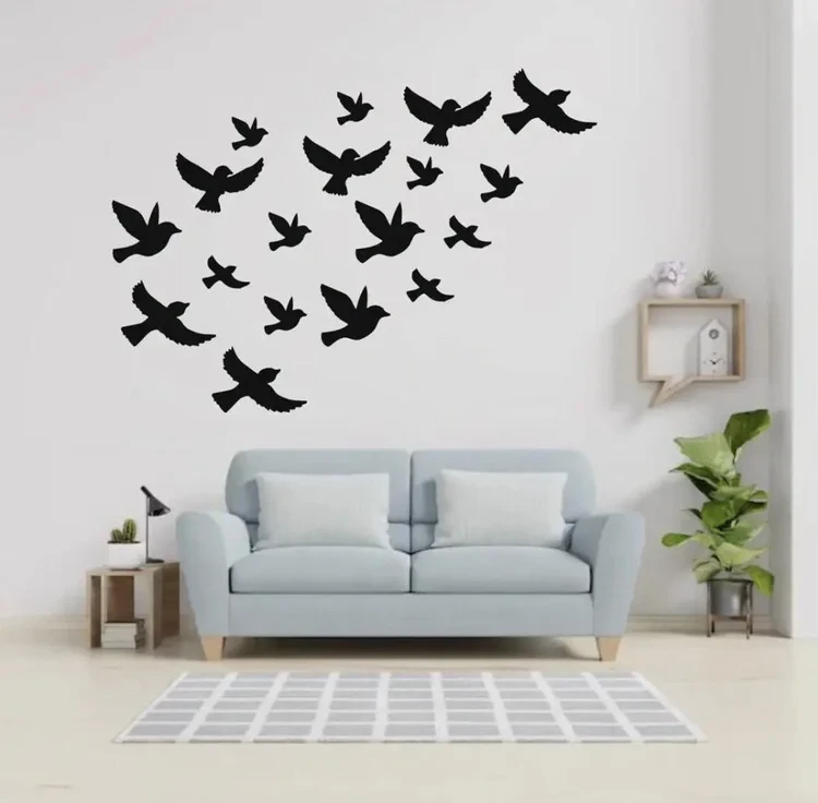 C.k creations _ Pack of 12 birds wooden birds wall decor