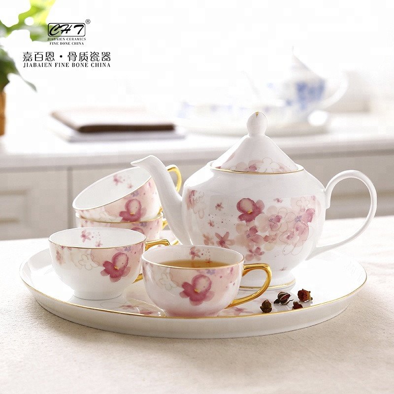 Best Selling Chinese Grace Porcelain Tea Set for Restaurant
