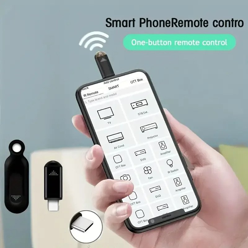 Type-C Smartphone Infrared Remote Control Adapter: Universal Mini Remote, Compatible with TV, Air Conditioner, Fan, Camera, etc