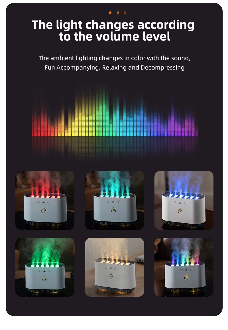 rending Products New Arrivals Rainbow Light Household 900MLFire Flame Dynamic Air Humidifier USB Aroma Diffuser