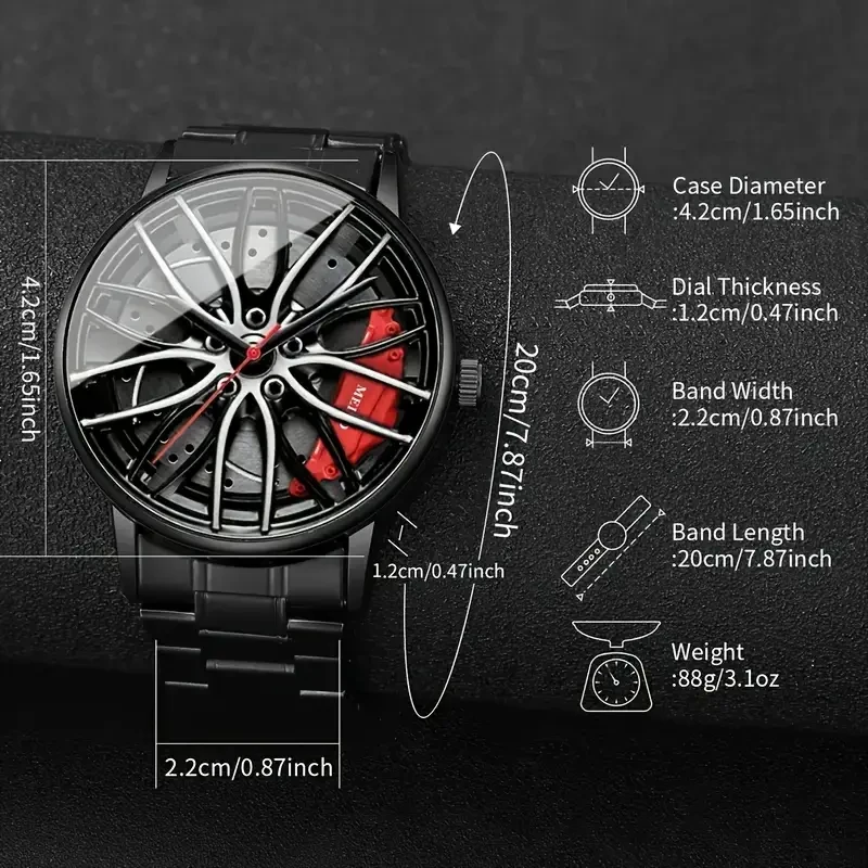 1pc men&women's Sporty Quartz Watch with Skeleton Dial & Red Accents - Black Alloy Band, Non- Round Case