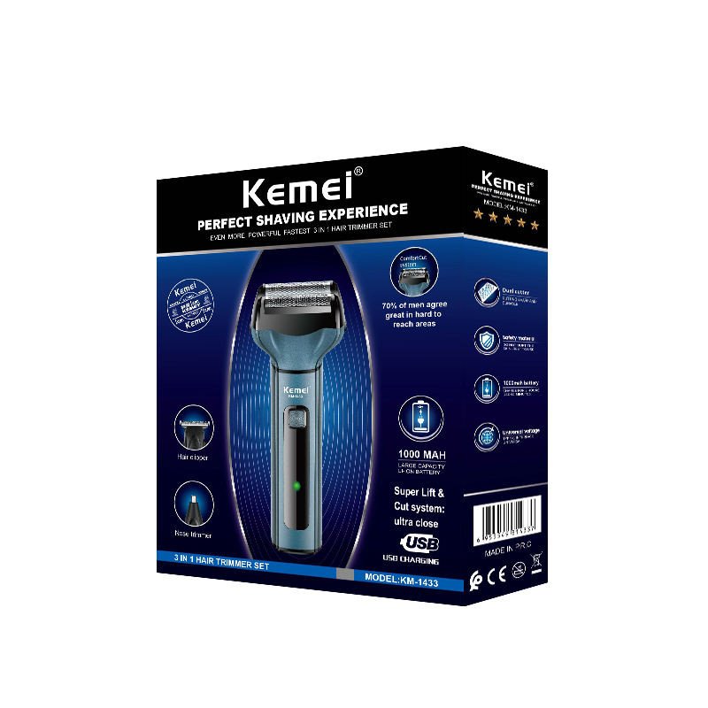 Nose Hair Clippers Household Electric Trimmer Kemei KM-1433 3-in-1 Multi-function Clippers