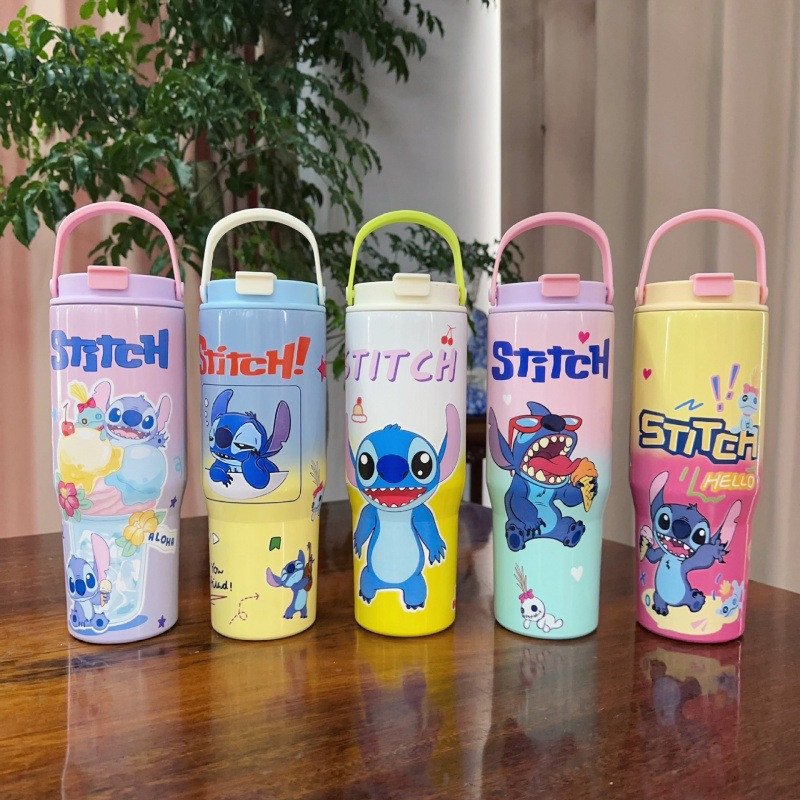 New 30oz Cartoon Double-layer Stainless Steel Car Cup Outdoor Portable Straw Cup