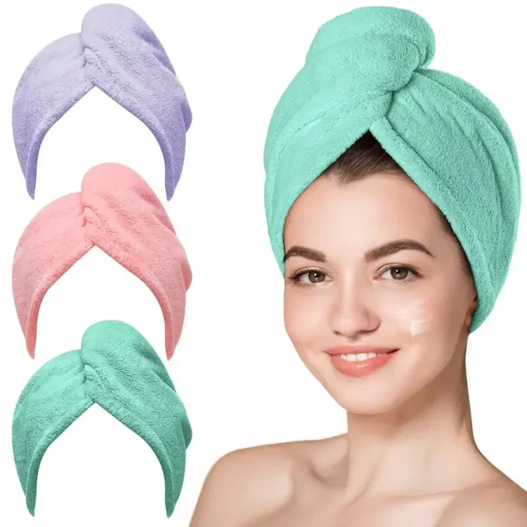 Best Hair Drying Cap Towel Hair Wrap Towel Quick Dry Cap Towel 100% Cotton Turban Style Hair Wrap Cap