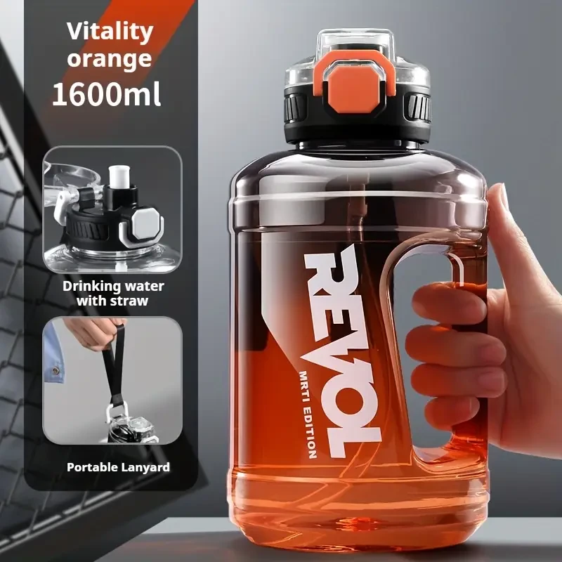 2200ML Large Sports Water Bottle Featuring Measurement Markings And a Straw, This Spacious And Innovative Leak-Proof Container Comes with a Handy Strap