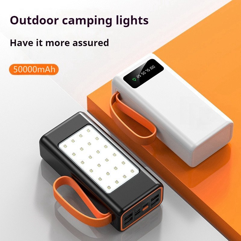 Wholesale High Capacity 50000mah illumination camping power Banks 4 outputs charger travel power Bank digital LED power bank