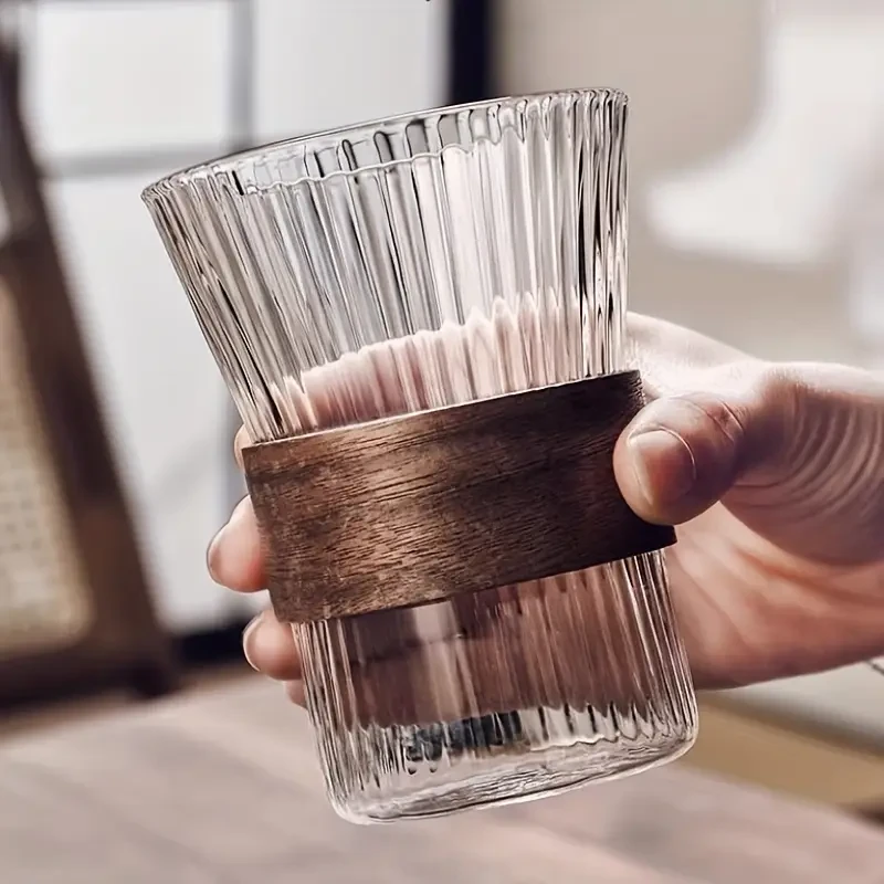 Scandinavian style borosilicate glass cup set with waistband, high-temperature resistant and High Quality water bottle