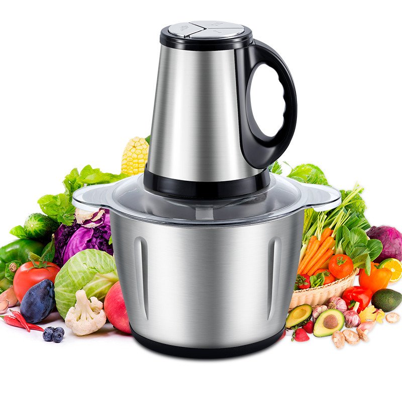 2023 Hot Sell 2L 3L Small Meat Chopper Best Home Kitchen Food Cheap Stainless Steel Electric Meat Grinder for Sale