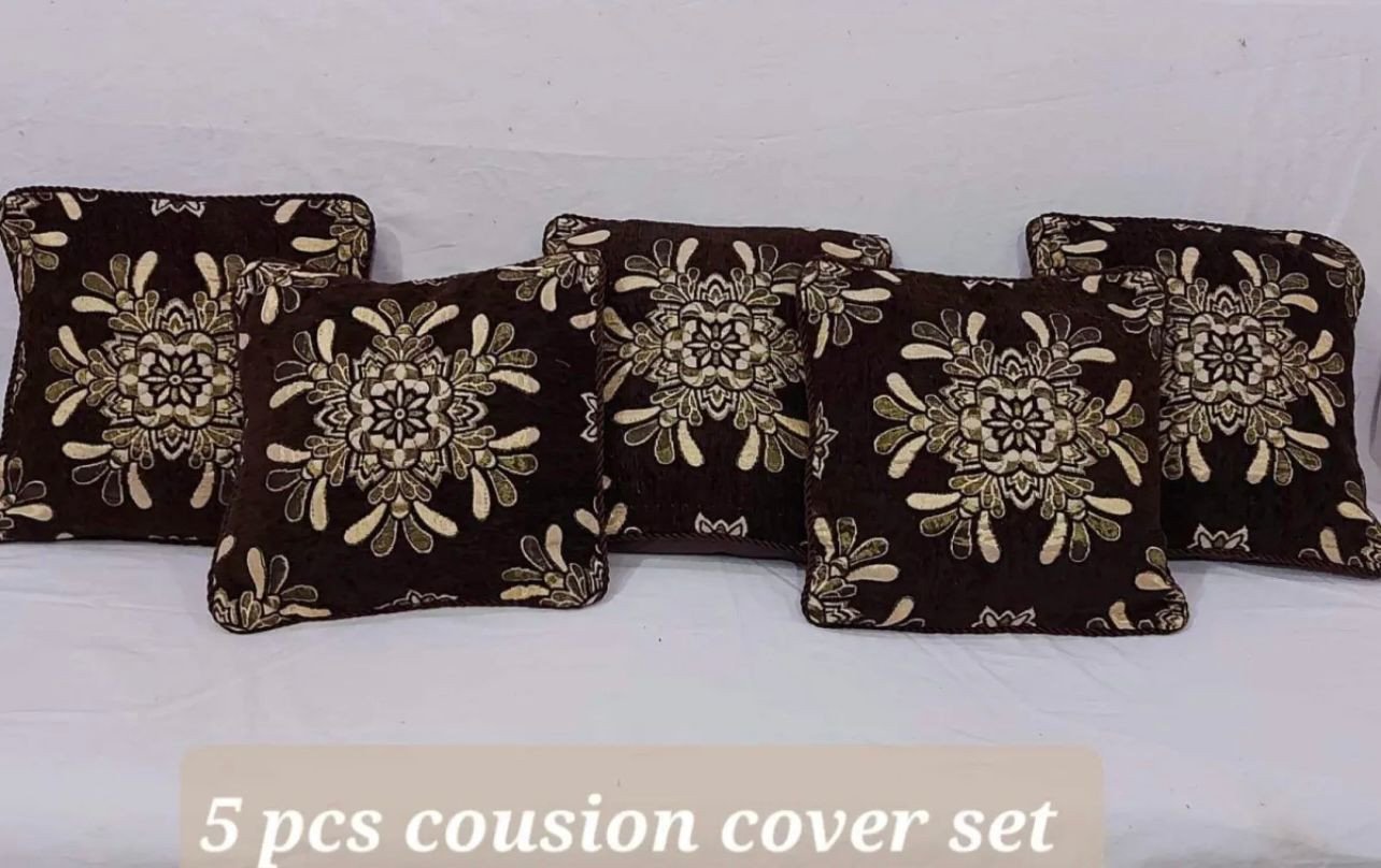 Velvet Jacquard* Cushion Covers Pack of 5pcs | Vibrant Design & Colors | Square Uniface Design | Home Sofa Cushions Covers