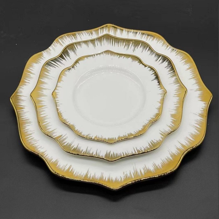 Plates Sets Dinnerware Tableware Sets Luxury Tableware White Ceramic Plates for Restaurants ZK230166 Ceramic Carton